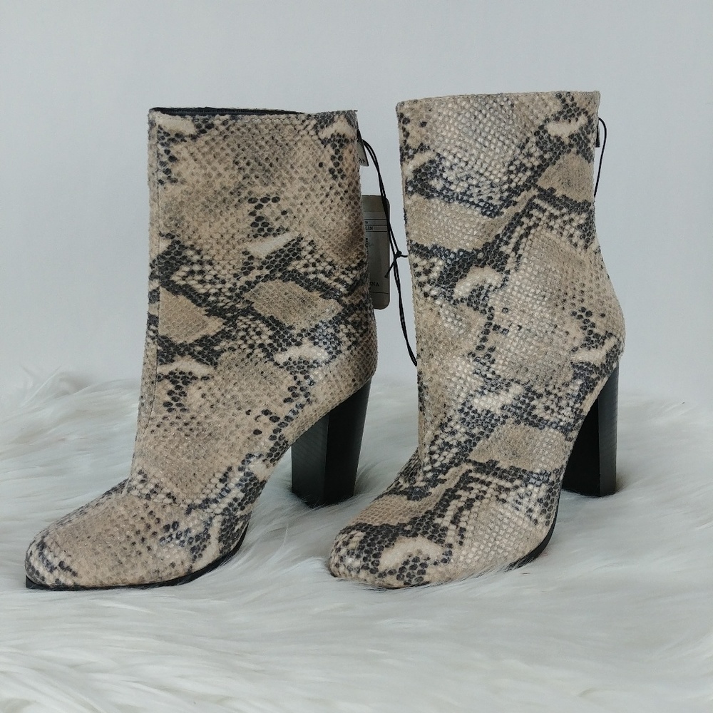 A+ Ashlin Faux Snake Skin Booties